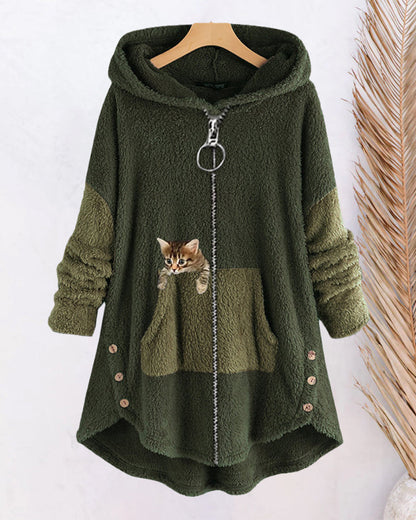 Andrea's™ | Kapuzenmantel mit süßem Katzenprint