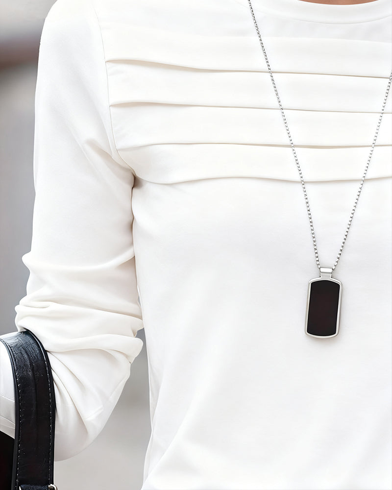 Andrea's™ | Top Slim Fit plissiert langärmlig