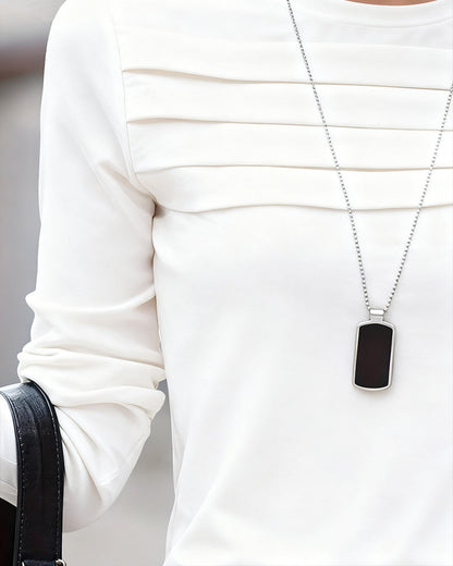 Andrea's™ | Top Slim Fit plissiert langärmlig