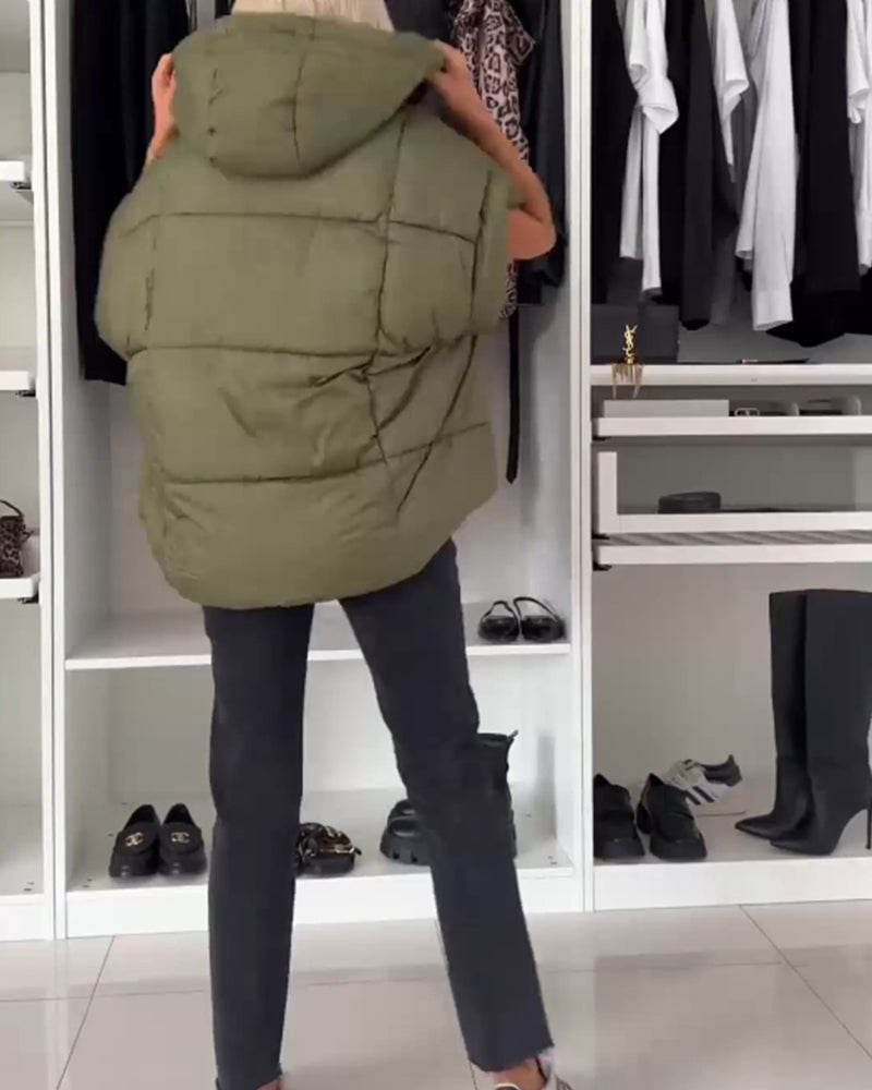 Andrea's™ | Gefütterte Jacken mit Kapuze, einfarbig, Reißverschluss und kurzen Ärmeln