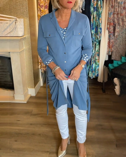 Andrea's™ | Geknöpfter mantel mit lässiger volltonfarbe