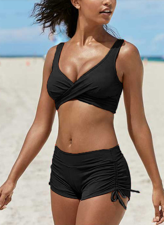 Andrea's™ | Wickel-Bikini-Top mit High-Waist-Shorts