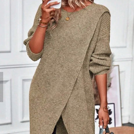 Andrea's™ | Gestricktes Kleid mit Lagen und langen Ärmeln