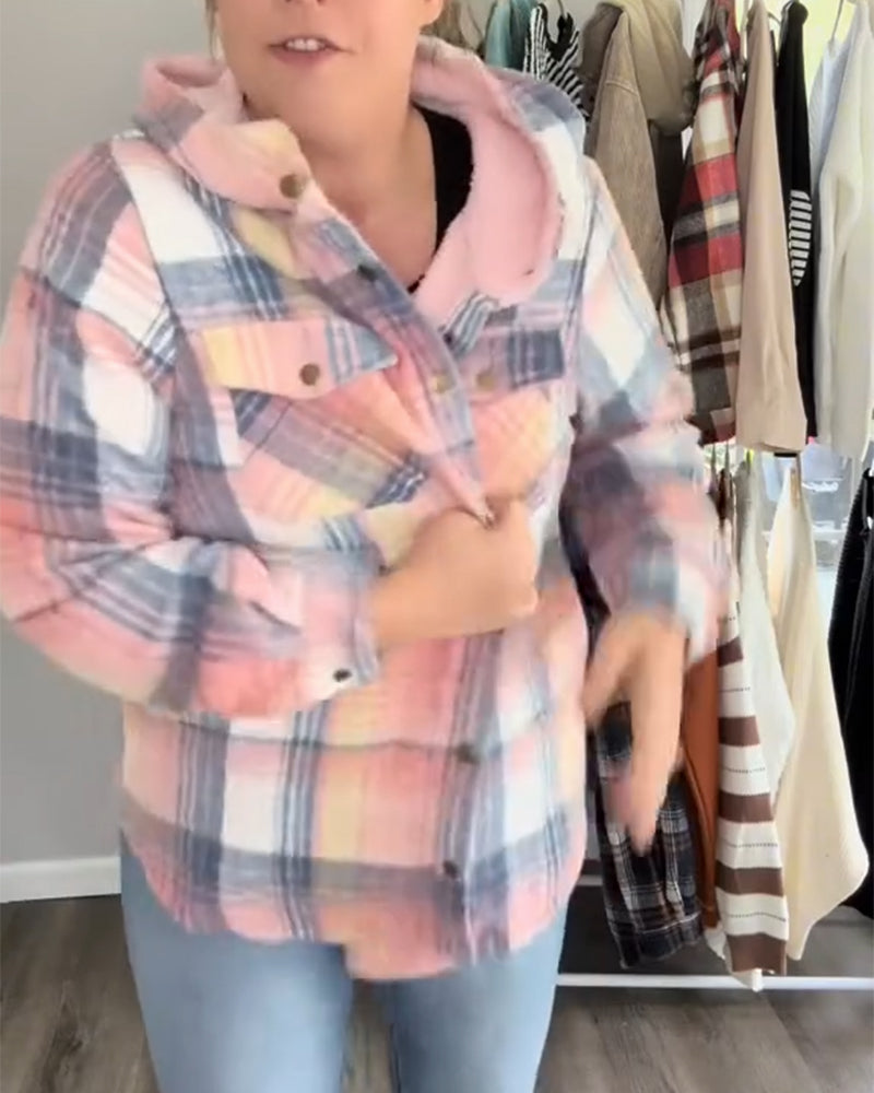 Andrea's™ | Karierte Kapuzen-Wollmantel