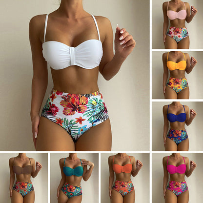 Floral Print High Waist Bikini by Andrea Serena