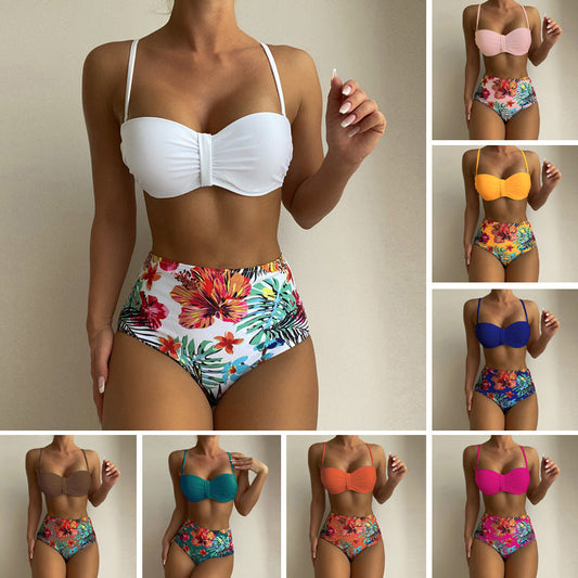 Floral Print High Waist Bikini by Andrea Serena