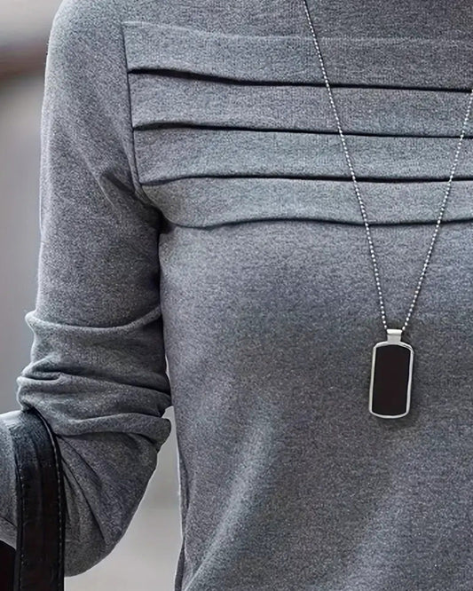 Andrea's™ | Top Slim Fit plissiert langärmlig