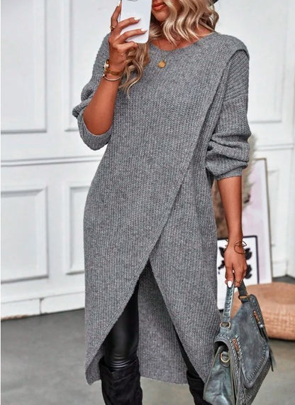 Andrea's™ | Gestricktes Kleid mit Lagen und langen Ärmeln