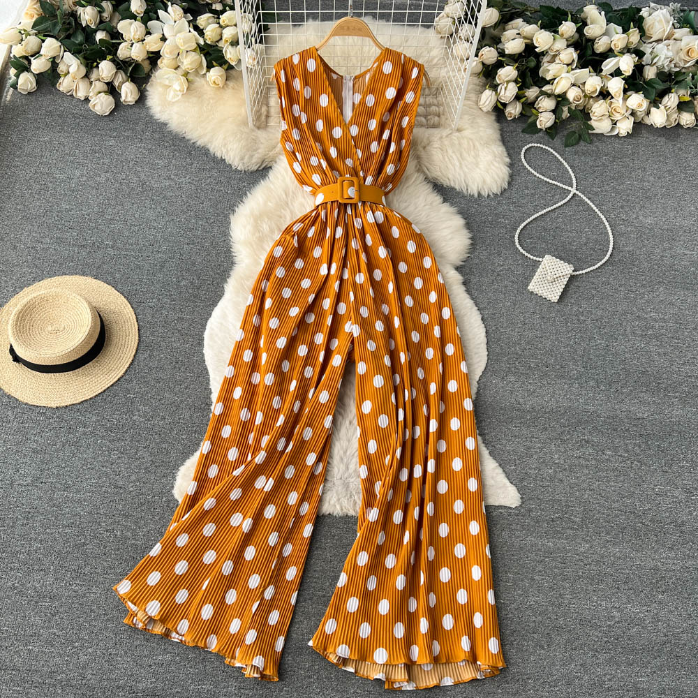 Schicker Chiffon-Jumpsuit mit Polka-Dots von Andrea Serena