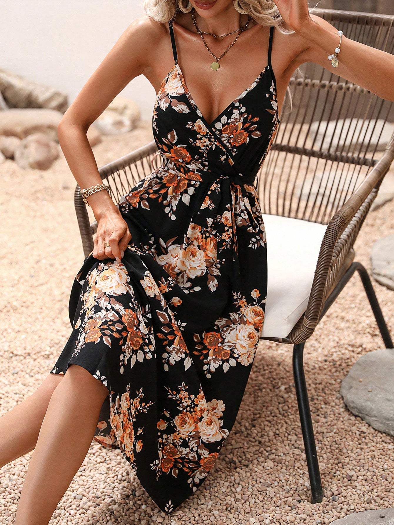 Andrea Serena Sommer-Midikleid mit Blumenmuster