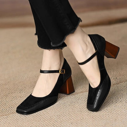 Elegant Andrea Serena Square Toe Chunky Heels