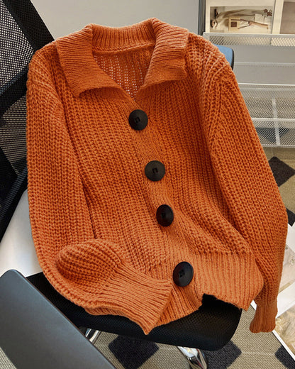 Andrea's™ | Strickjacke mit großen Knöpfen und Strickmuster