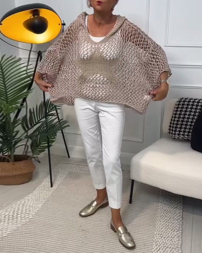 Andrea's™ | Einfarbiger Kapuzenpullover mit Stern-Ausschnitt