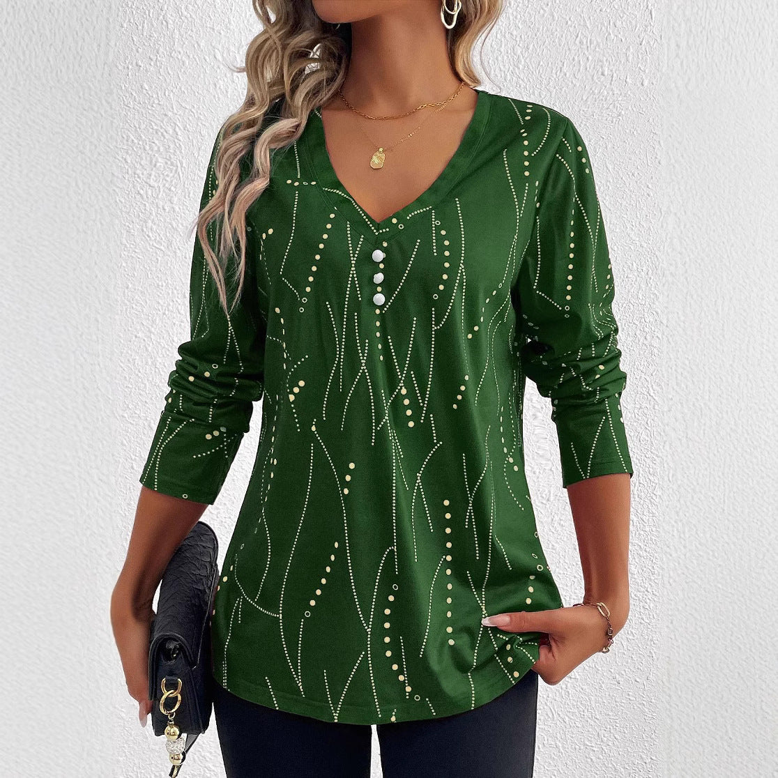 Bluse mit Knöpfen und geometrischem Muster