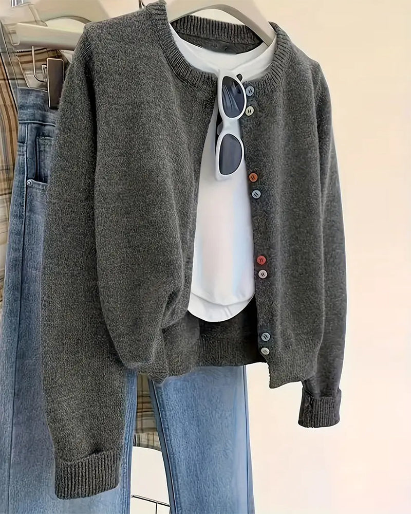 Andrea's™ | Strickjacke lässig einfarbig langarm