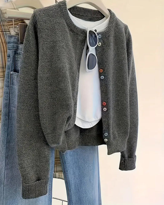 Andrea's™ | Strickjacke lässig einfarbig langarm