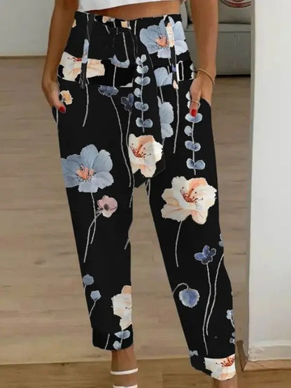 Cropped-Hose aus geblümtem Leinen von Andrea Serena (Damen)
