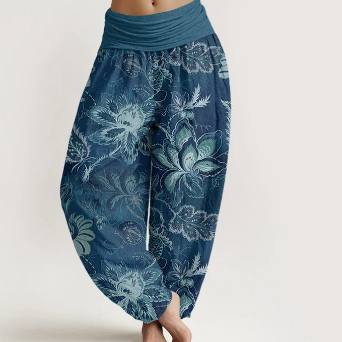 Retro-Hose mit Blumenmuster und weitem Bein von Andrea Serena