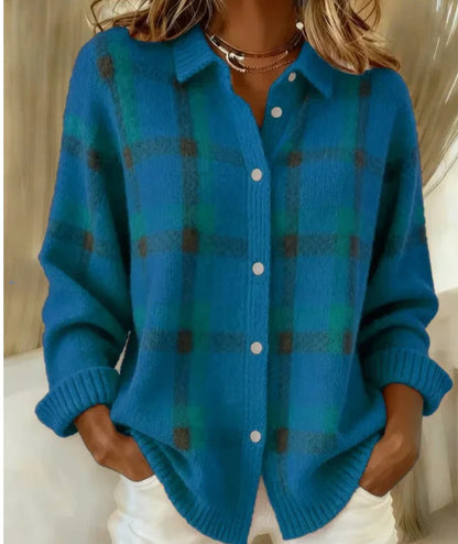 Gemütliche gestreifte Strickjackenbluse von Andrea Serena