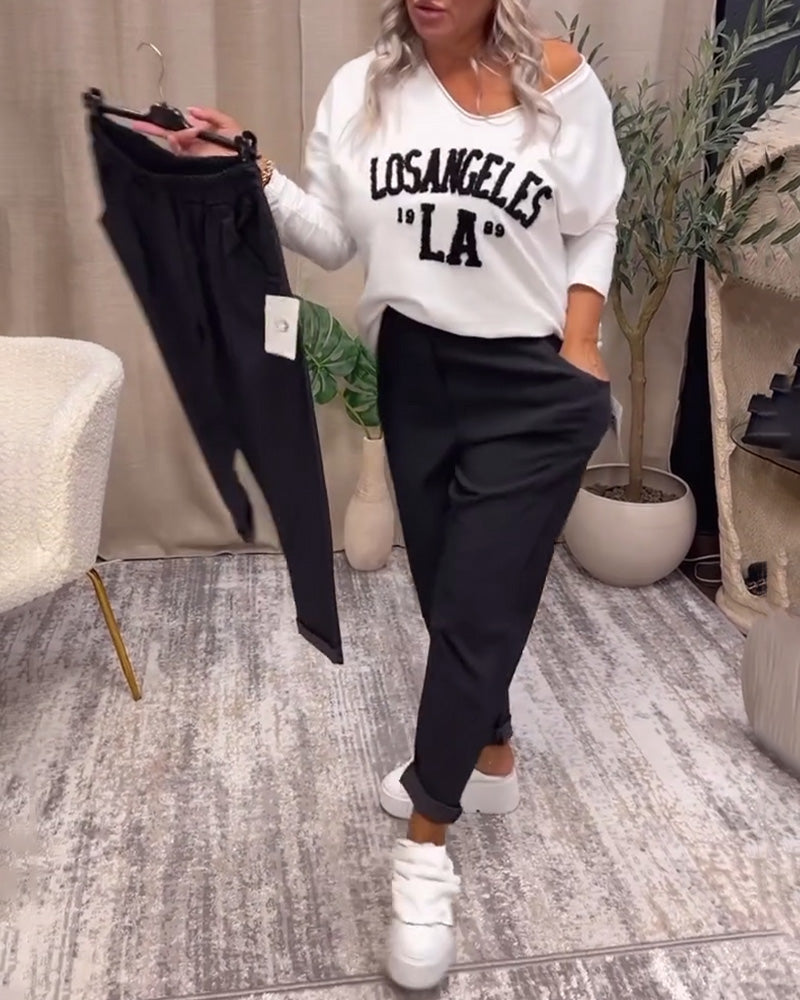 Andrea's™ | Lässige, einfarbige hose mit taschen