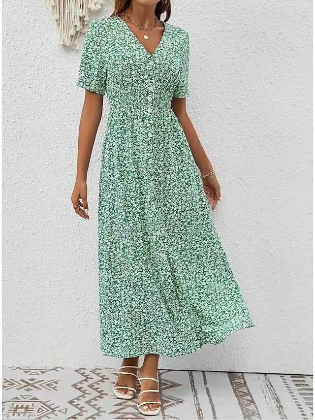 Elegantes Kleid mit V-Ausschnitt und Schlitz von Andrea Serena
