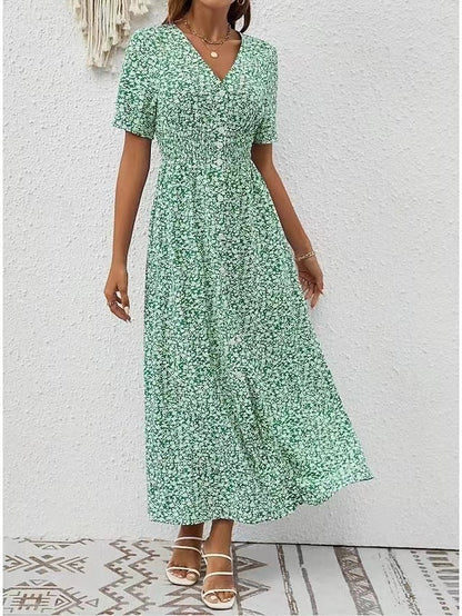 Elegantes Kleid mit V-Ausschnitt und Schlitz von Andrea Serena