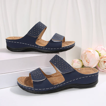 Künstlerische Andrea Serena Keilsandalen in Übergrößen