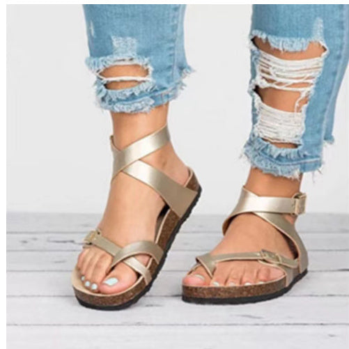 Andrea's™ | Korksandalen mit überkreuzten Riemen und verstellbaren Schnallen