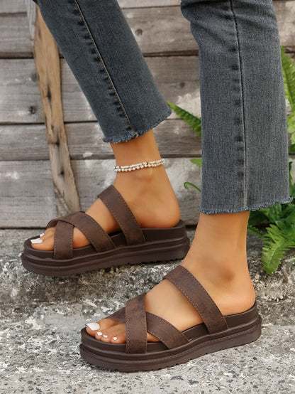 Elegante Andrea Serena Plateau-Sandalen mit Kreuzmuster