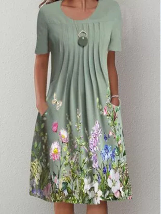 Andrea's™ | Geblümtes Faltenkleid in A-Linie