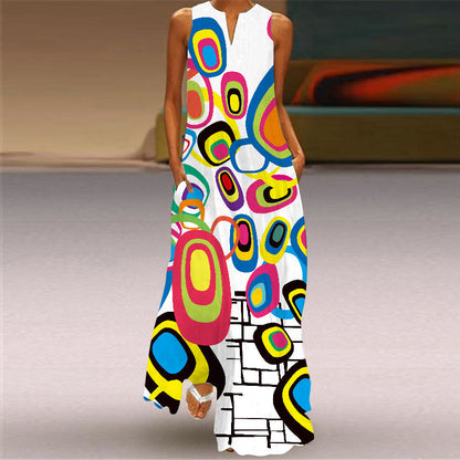Ärmelloses Maxikleid mit lebhaftem Print von Andrea Serena