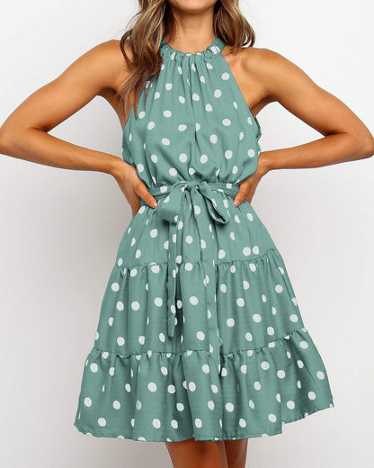 Schickes Polka-Dot-Neckholderkleid von Andrea Serena