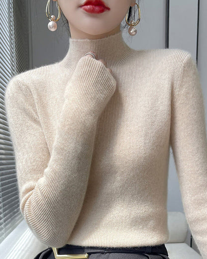 Andrea's™ | Gestrickter Pullover Mit Halbhohem Kragen