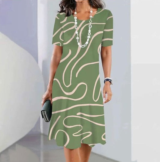 Andrea's™ | Elegantes A-Linien-Kleid mit fließendem Linienmuster