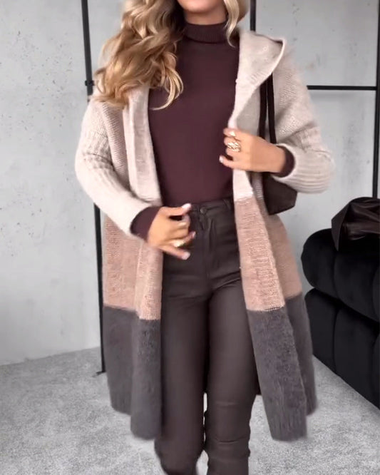 Andrea's™ | Strickjacke Herbst und Winter lässig mit Kapuze warm