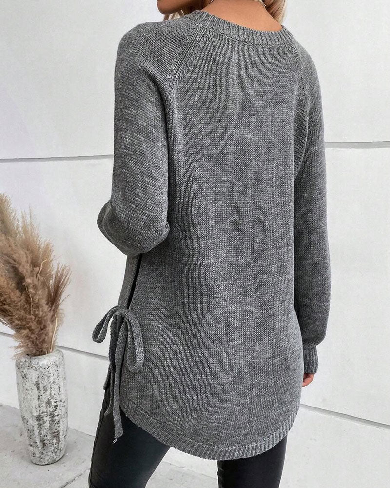 Andrea's™ | Pullover Mit Raglanärmeln Und Knoten-Seiten-Design
