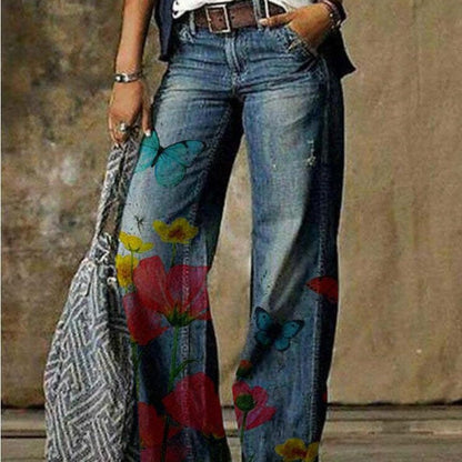Artistic Floral Wide Leg Pants by Andrea Serena