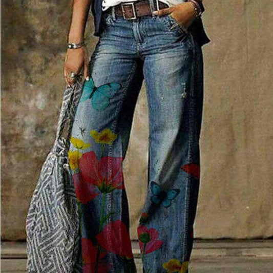 Artistic Floral Wide Leg Pants by Andrea Serena