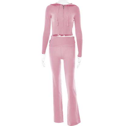 Andrea's™ | Kapuzenpullover mit langen Ärmeln und hoch taillierte lange Hose im Set