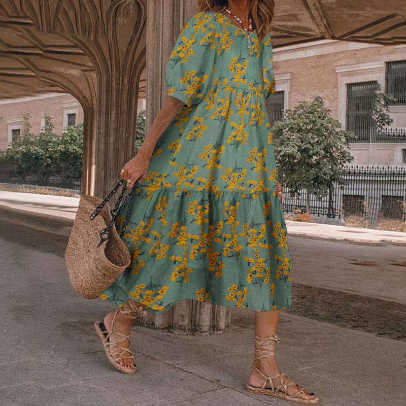 Andrea Serena Sommer-Midikleid mit Blumenmuster