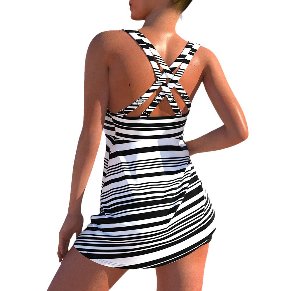 Gestreiftes Bikini-Set mit hohem Bund von Andrea Serena