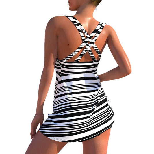Gestreiftes Bikini-Set mit hohem Bund von Andrea Serena