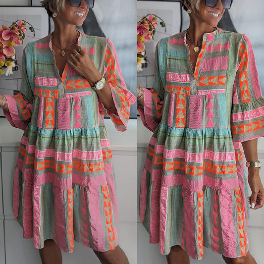 Andrea's™ | Boho Minikleid mit V-Ausschnitt