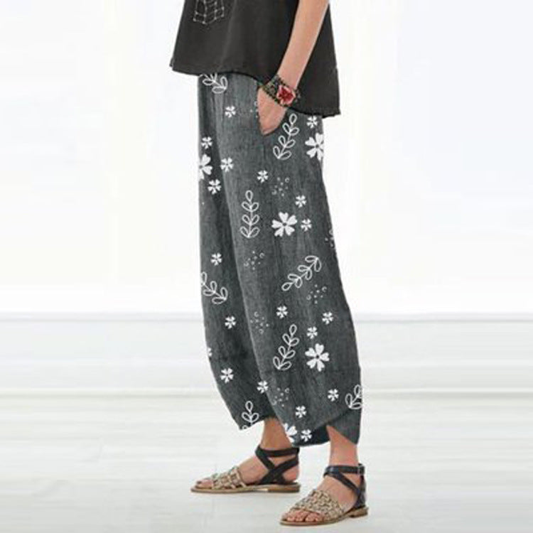 Weite Baumwollhose mit Blumenmuster von Andrea Serena