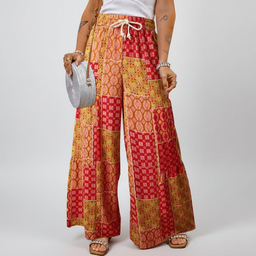 Boho-Blumenhose von Andrea Serena mit weitem Bein