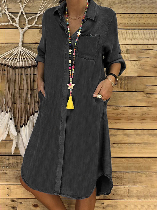 Andrea's™ | Denim Kleid mit Knopfleiste