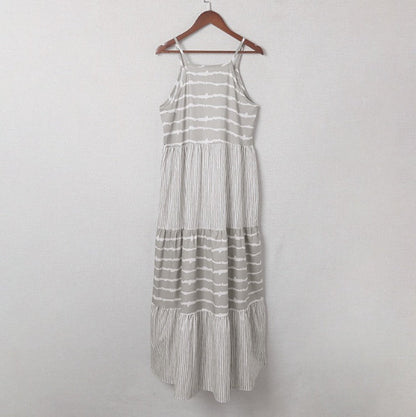 Gestreiftes Neckholder-Maxikleid von Andrea Serena