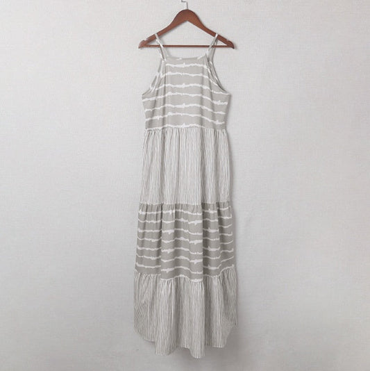Gestreiftes Neckholder-Maxikleid von Andrea Serena