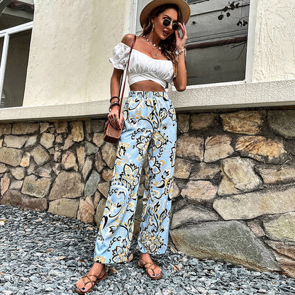 Hose mit Blumenmuster und geradem Bein von Andrea Serena
