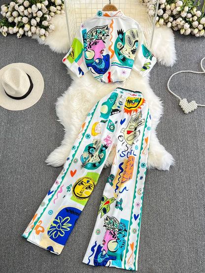 Lässiges Sommer-Set von Andrea Serena für Damen mit lebhaftem Print